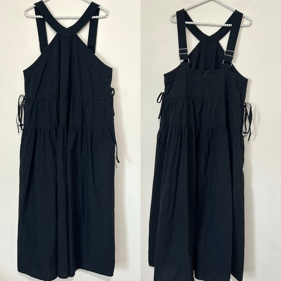 Madewell Plus Poplin Halter Tiered Black Midi Dress SIZE 14 - Picture 4 of 9